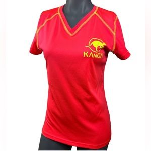 Badger Women's V-Neck Tee shirt hot coral printed a logo “CANGA” Sz S